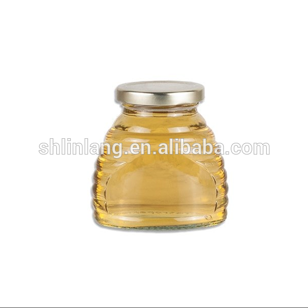 Skep lọ 3 oz kính với chai vàng nắp kim loại cho mật ong