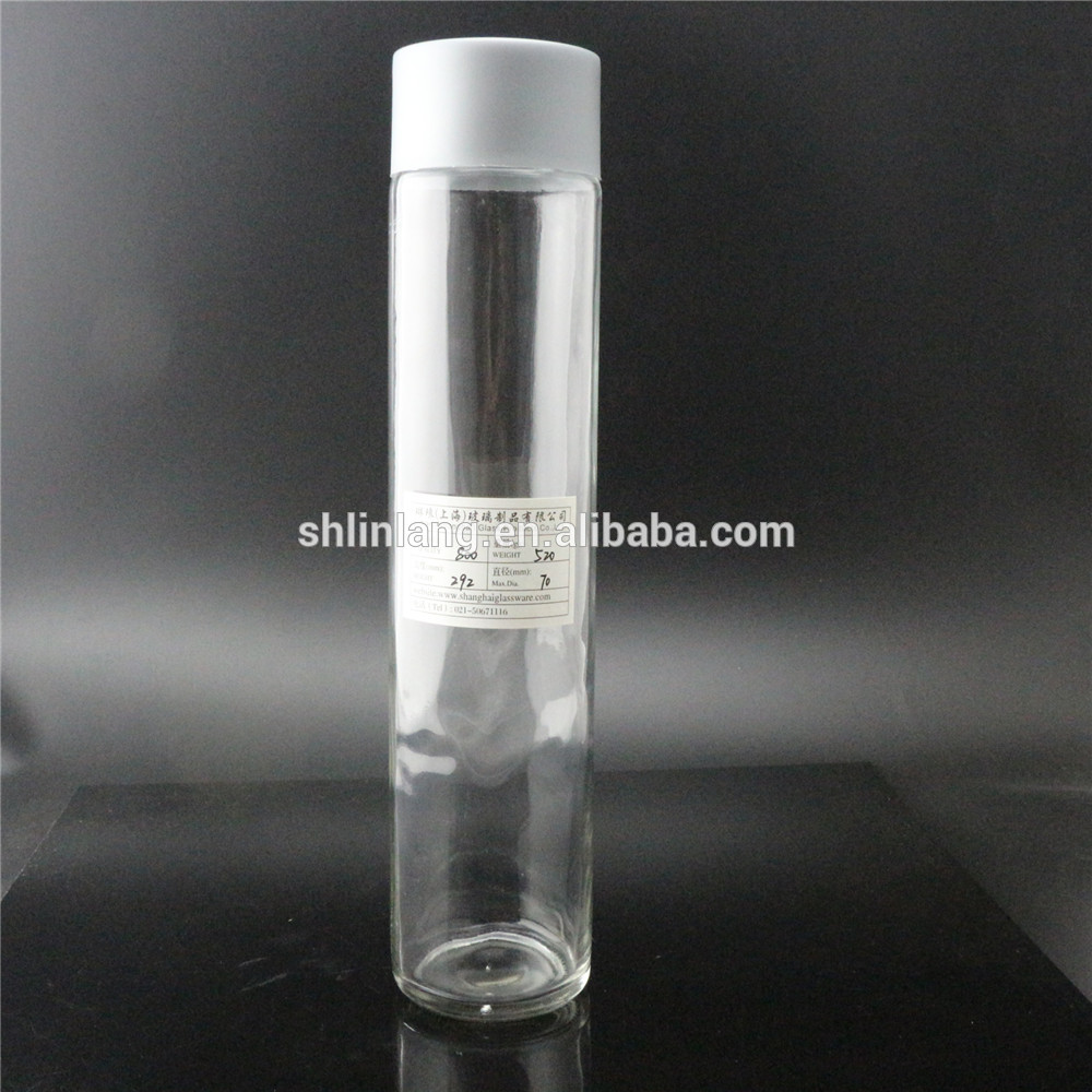 Linlang محصولات شیشه ای فوق العاده ستاره مواجه نگردند 800ML روشن VOSS بطری شیشه ای آب با درپوش نقره