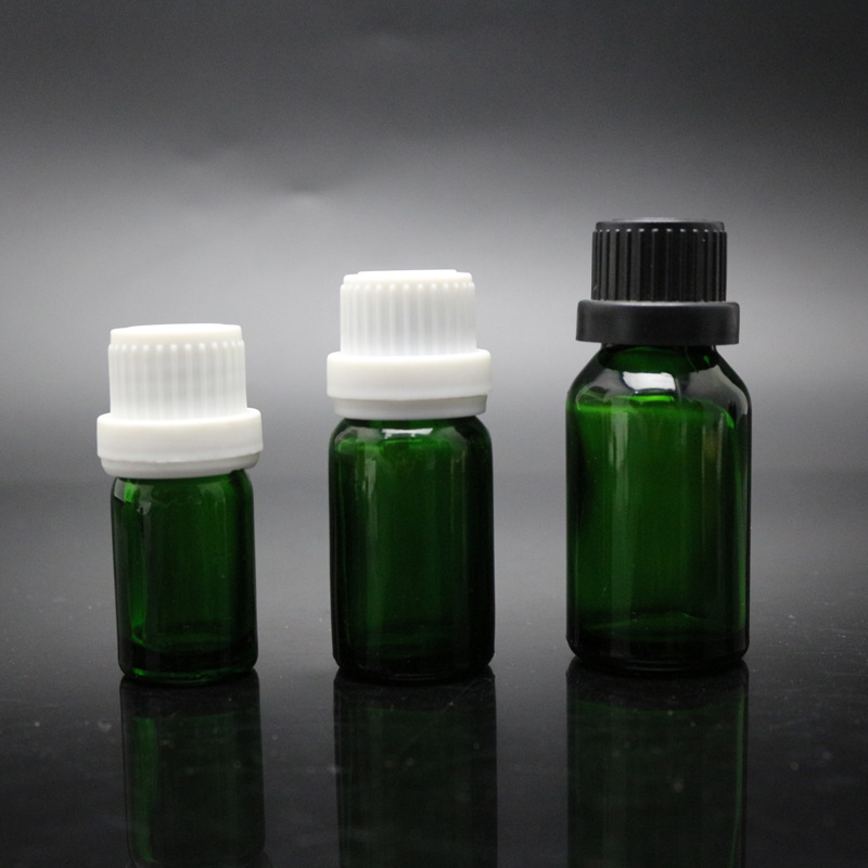 5ml 10ml Green Amber Glass Essential oil Bottle with White Plastic cap and plug