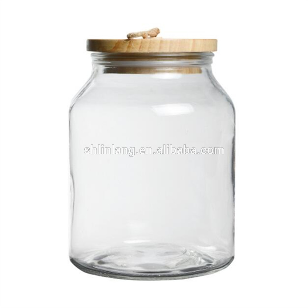 Linlang new design 3L discount glass jar with wood lid