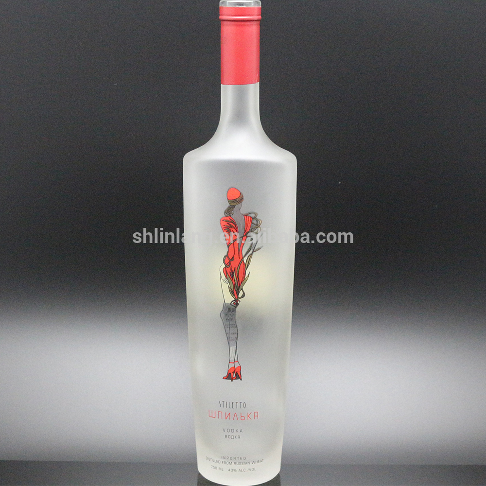 Shanghai linlang 1000ML Vodka Glass Bottle Frosted with Decal