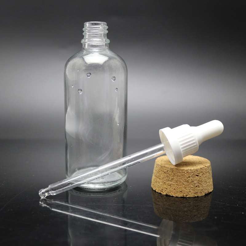 Empty Glass Bottle Wholesale 100ml Clear Glass Dropper Bottles with GLASS Pipettes for Essential oil use