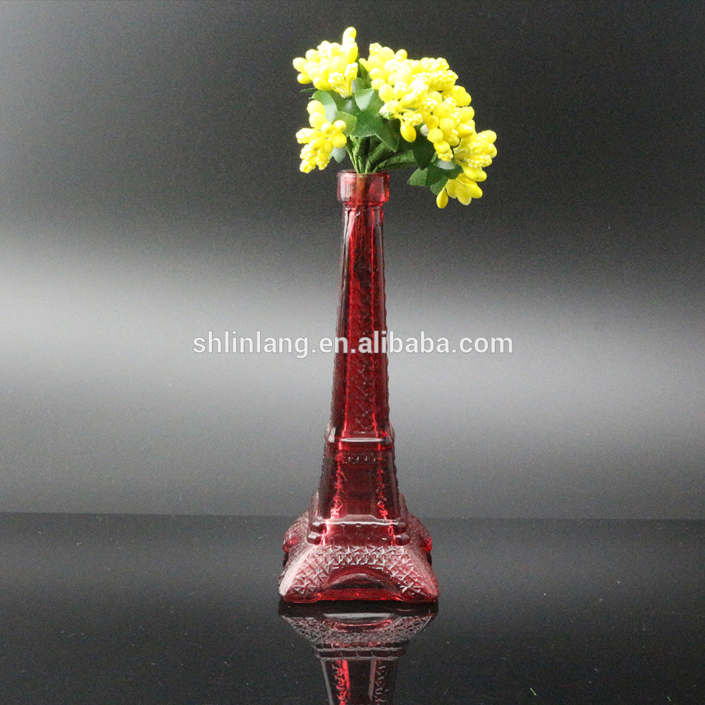 Hurtownie Czerwony Kolor Brązowy Kolor szkła Wieża Eiffla wazon do dekoracji