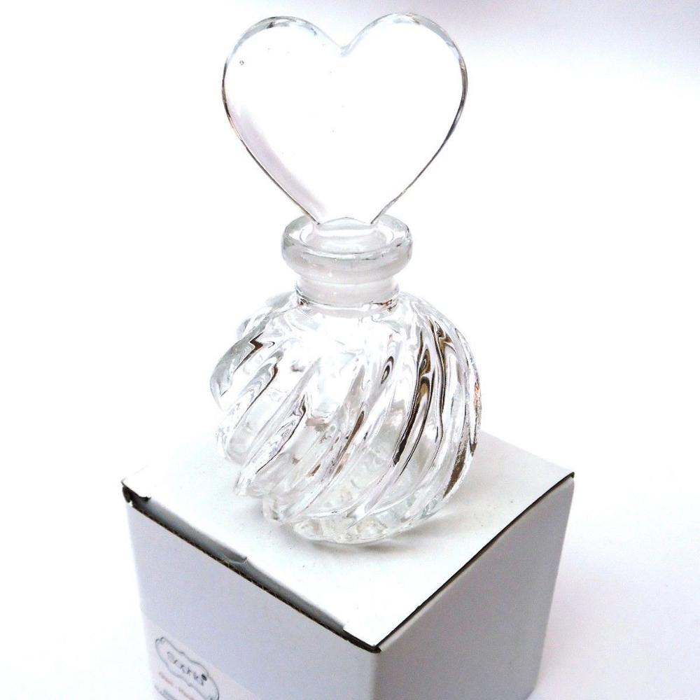 Bridesmaid gift clear glass perfume bottle with heart glass stopper in gift box