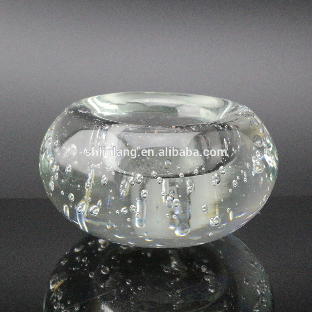 Classical Thick Wall Hemisphere Shape Clear Glass Candle Holder