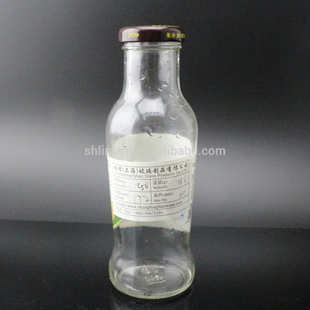 Linlang sticlă de suc de sticlă de vânzare la cald 250ml cu capac de imprimare logo