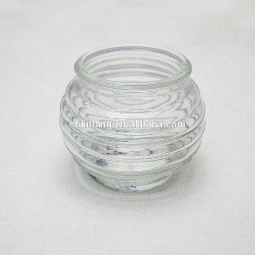 販売上のストライプを持つ円形のガラスのキャンドルの瓶