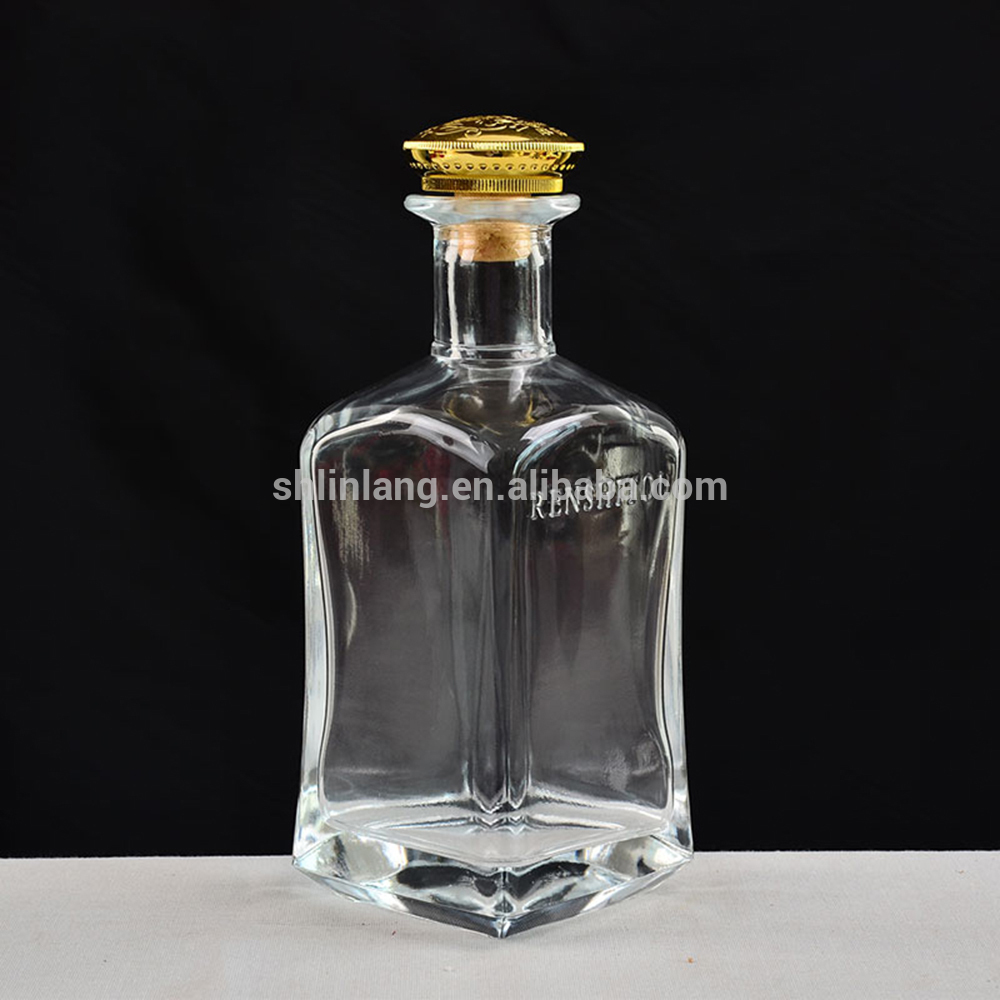 Shanghai linlang Glass Flint Liquor Bottle untuk brendi vodka wiski rum tequila