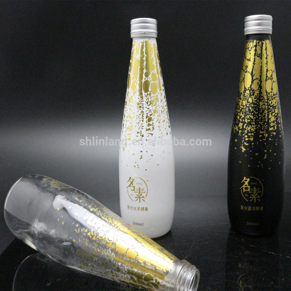 Wholesale Discount High Capacity Glass Water Bottle - custom made enzymes glass bottle 330ml with ROPP cap – Linlang