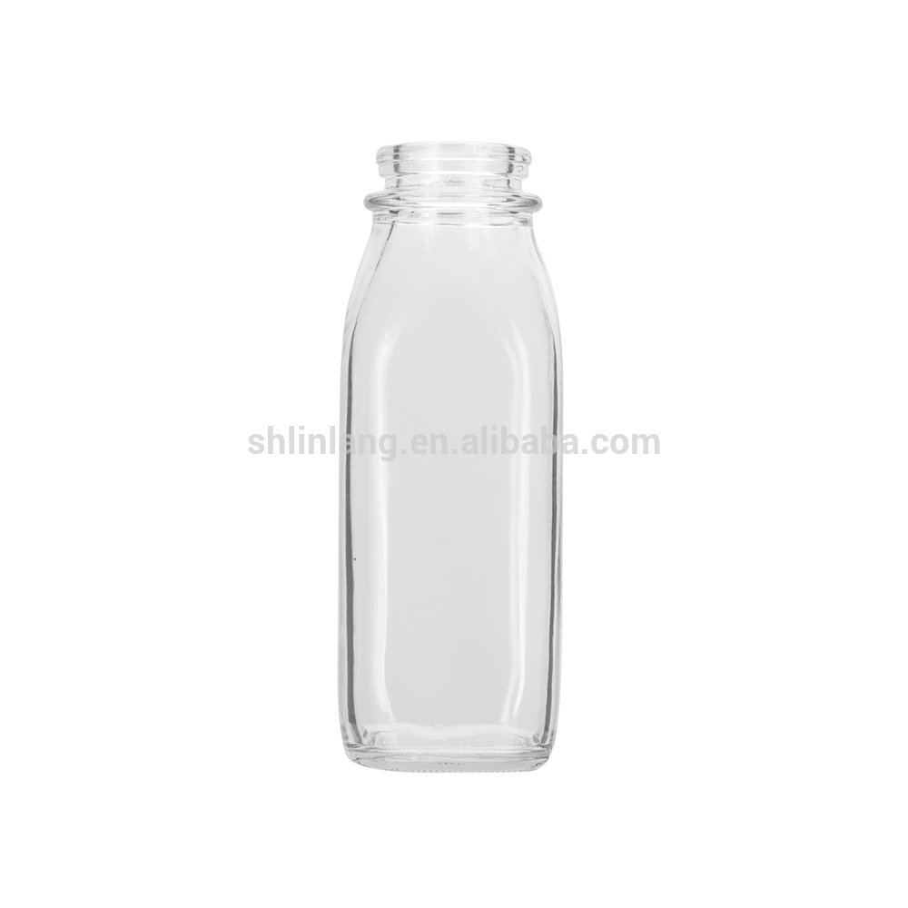 Shanghai linlang 200ml 250ml 500ml milk glass bottle 16oz juice bottle milk bottle for wholesales