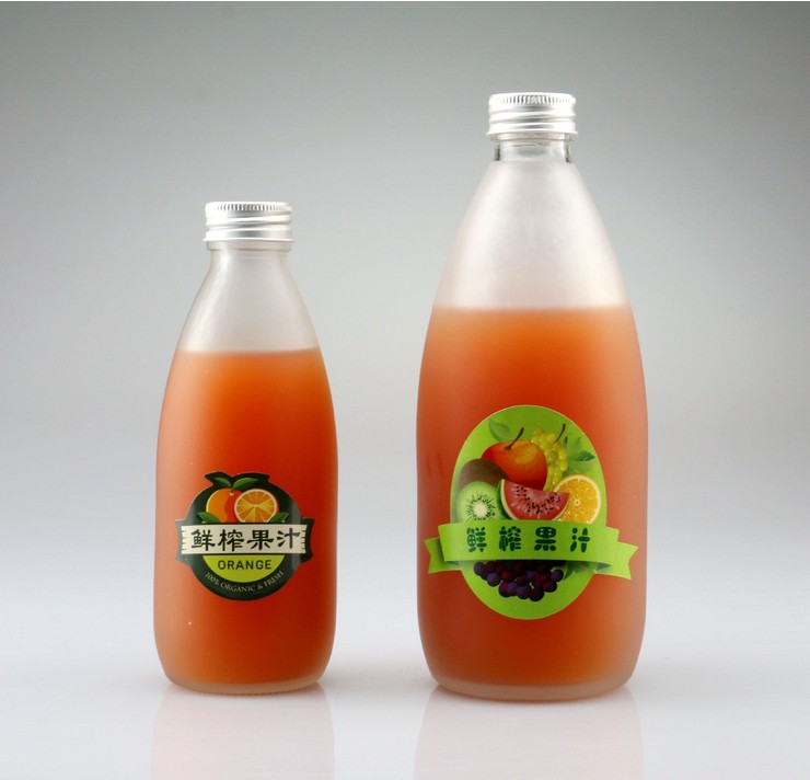 Custom 250ml 500ml bayyanannu frosted Fruit Juice Drink Kwalba Glass Abin sha kwalabe Wholesale
