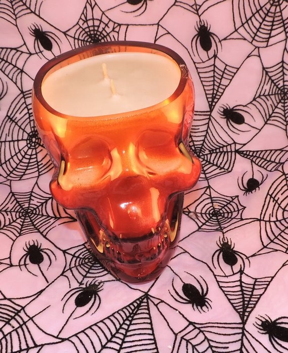 Shanghai Linlang dekorativní sklo svícen z čirého skla Skulls svíčka Skullhead Candle Jar