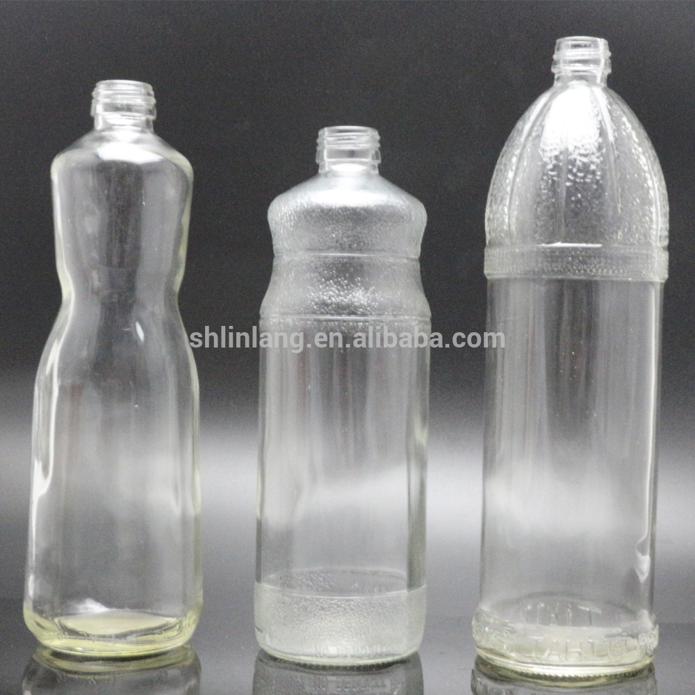 linlang sıcak satış 1.5L büyük şeffaf cam suyu şişesi / cam içecek şişesi