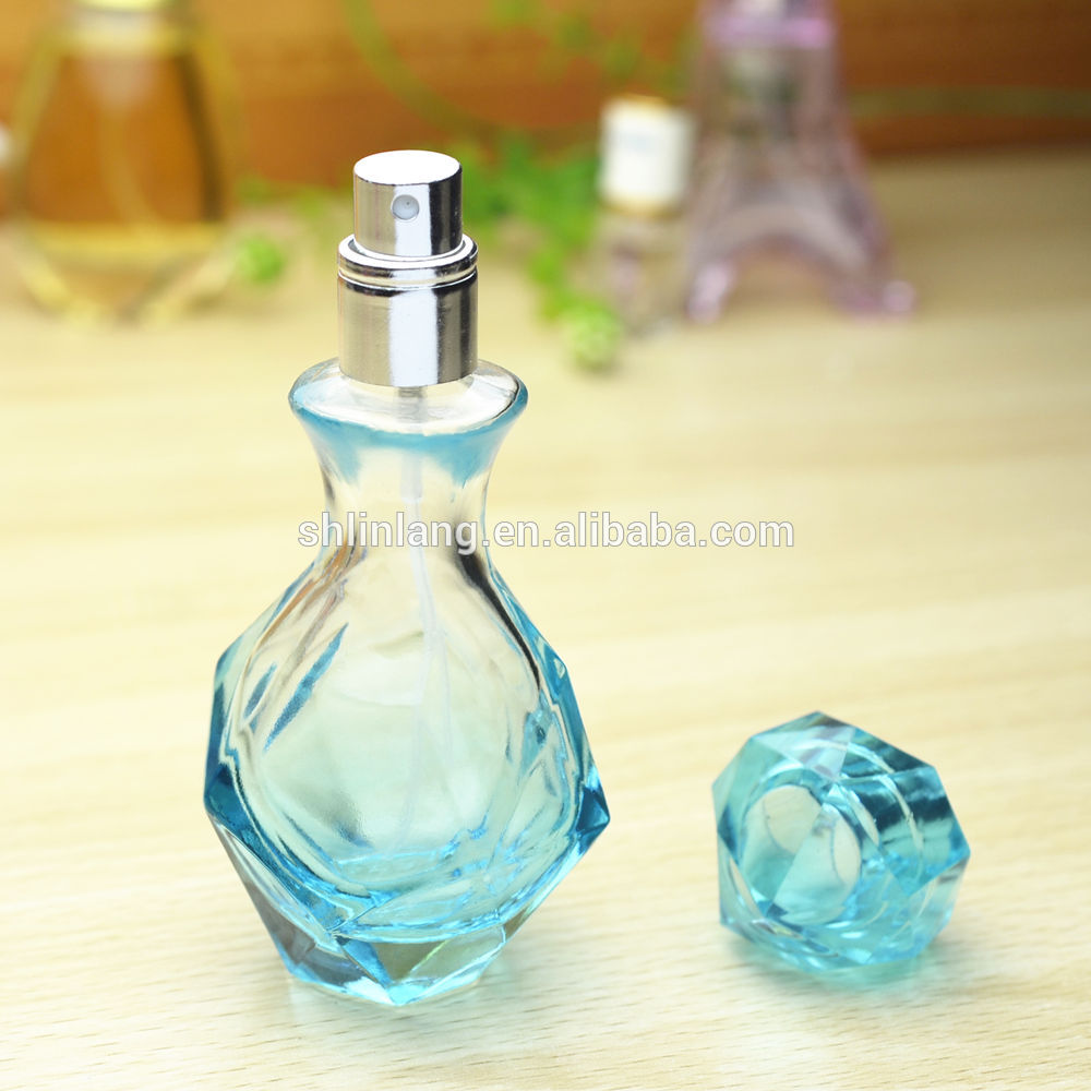 Blue glass perfume bottle,Elegant perfume bottle supplier