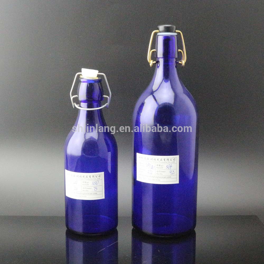 Shanghai Linlang wholesale Blue and colored glass swing top bottles