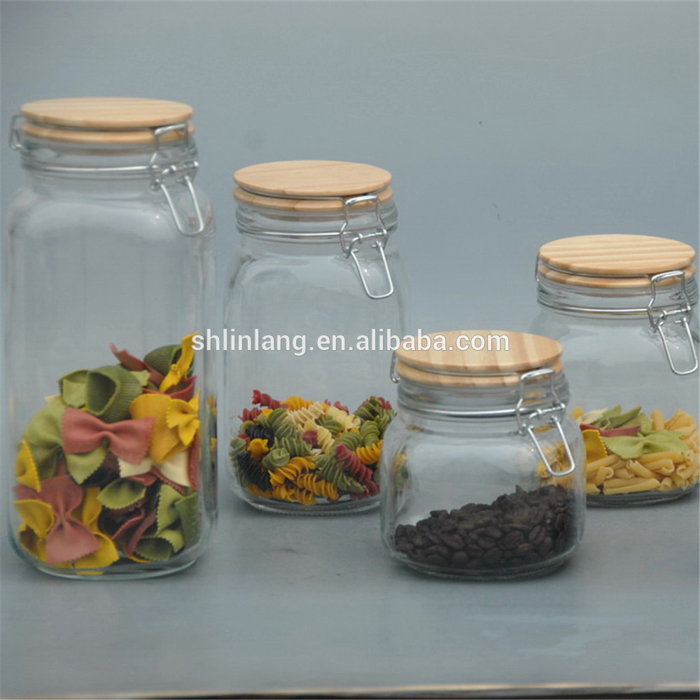 Linlang hot sale glass products glass jar with bamboo lid