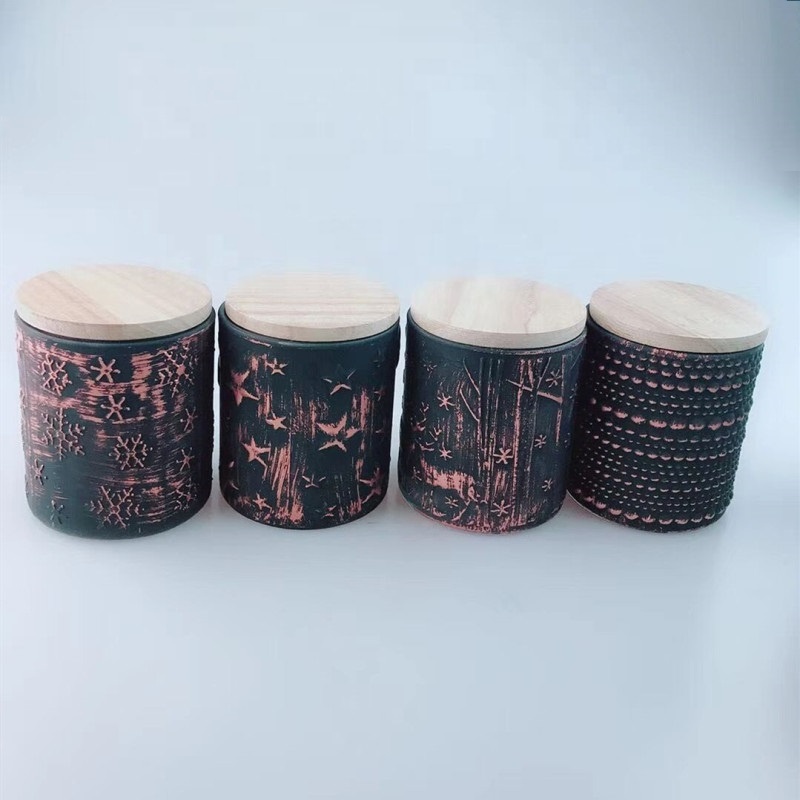 Шам қабылдау үшін қақпағы бар Linlang Шанхай Custom Дизайн Vintage Шыны шам Контейнер Vintage шам шыны банкалар