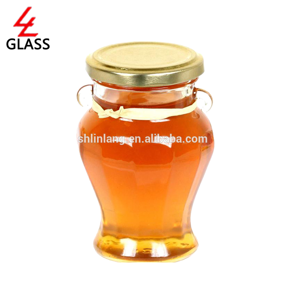 Xangai Linlang banc de vidre per a l'Alimentació, Vidre Mel Pot de fabricació, pot de vidre fàbrica de subministrament amb tapa de metall
