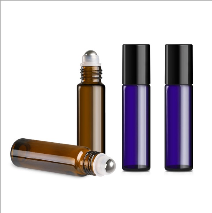 China Supplier Wholesales 10ml Amber Glass Roll On Bottle With Stainless Steel Roller Ball