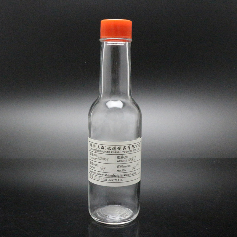 Sticlă de sticlă cu sos de chili fierbinte de 5 oz, cu capac continuu de 24 mm