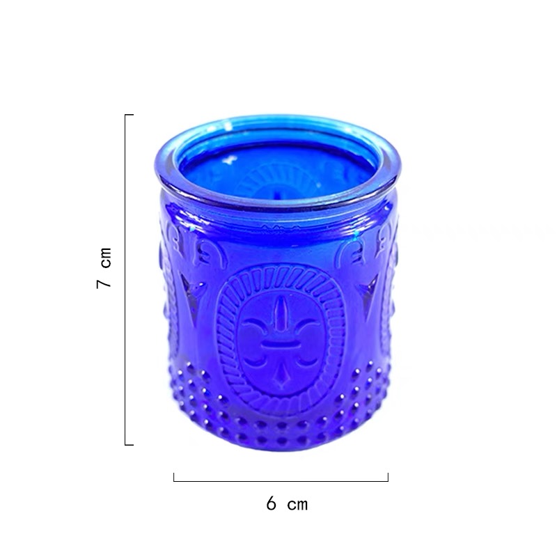 Special Price for 10ml Matte Black Glass Roll On Bottle - Shanghai Linlang Wholesale Embossed Cobalt Blue Glass Candle Holders Glass Tealight Candle Holder – Linlang