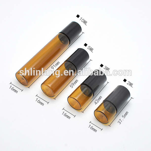 Custom bottels vir parfuum amber 1 ml 2 ml glas roll op bottel 3 ml 5ml met vlekvrye staal roller en cap