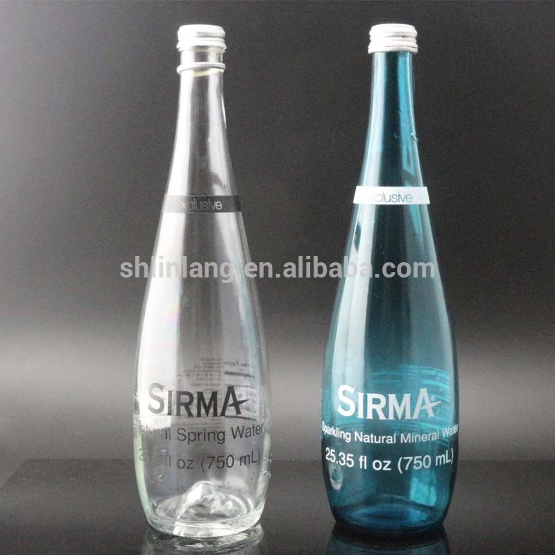 botella de vidrio de forma redonda de 750 ml con tapón de rosca de aluminio