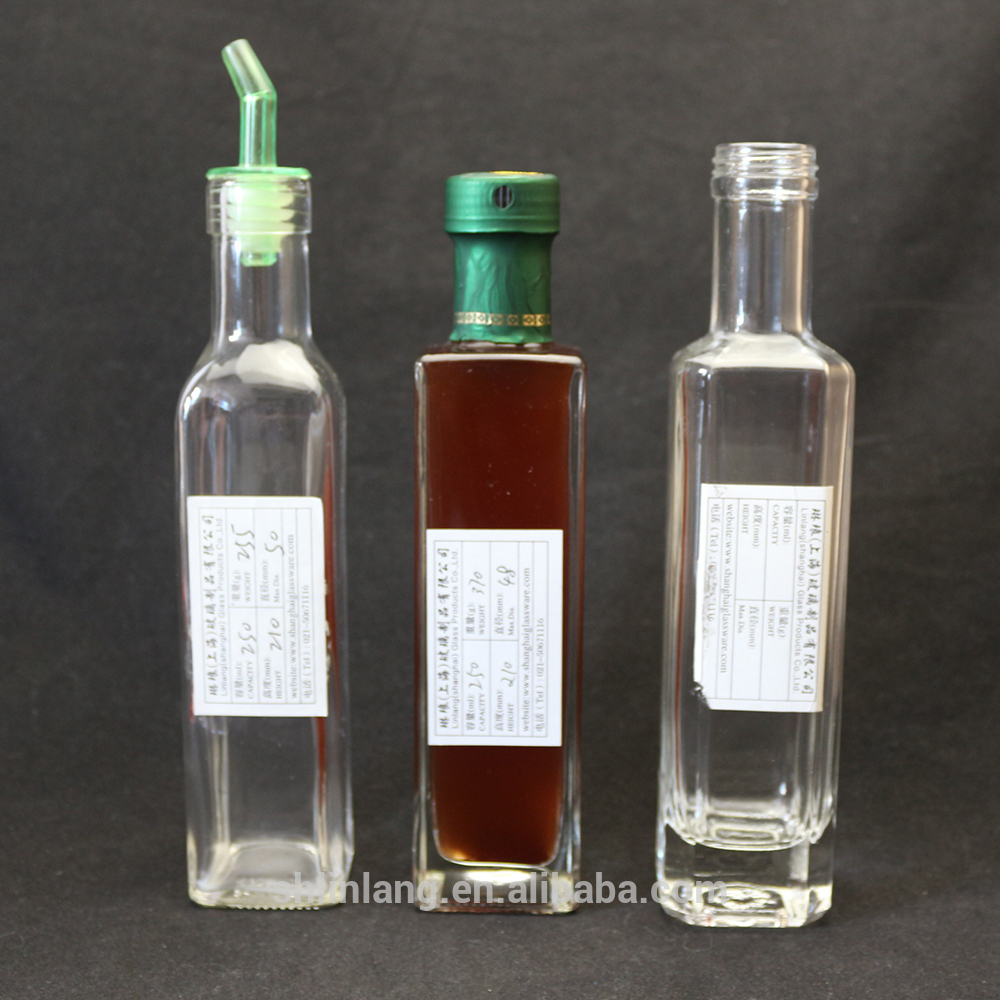 Shanghai linlang manufacture factory price 50ml glass olive oil bottle