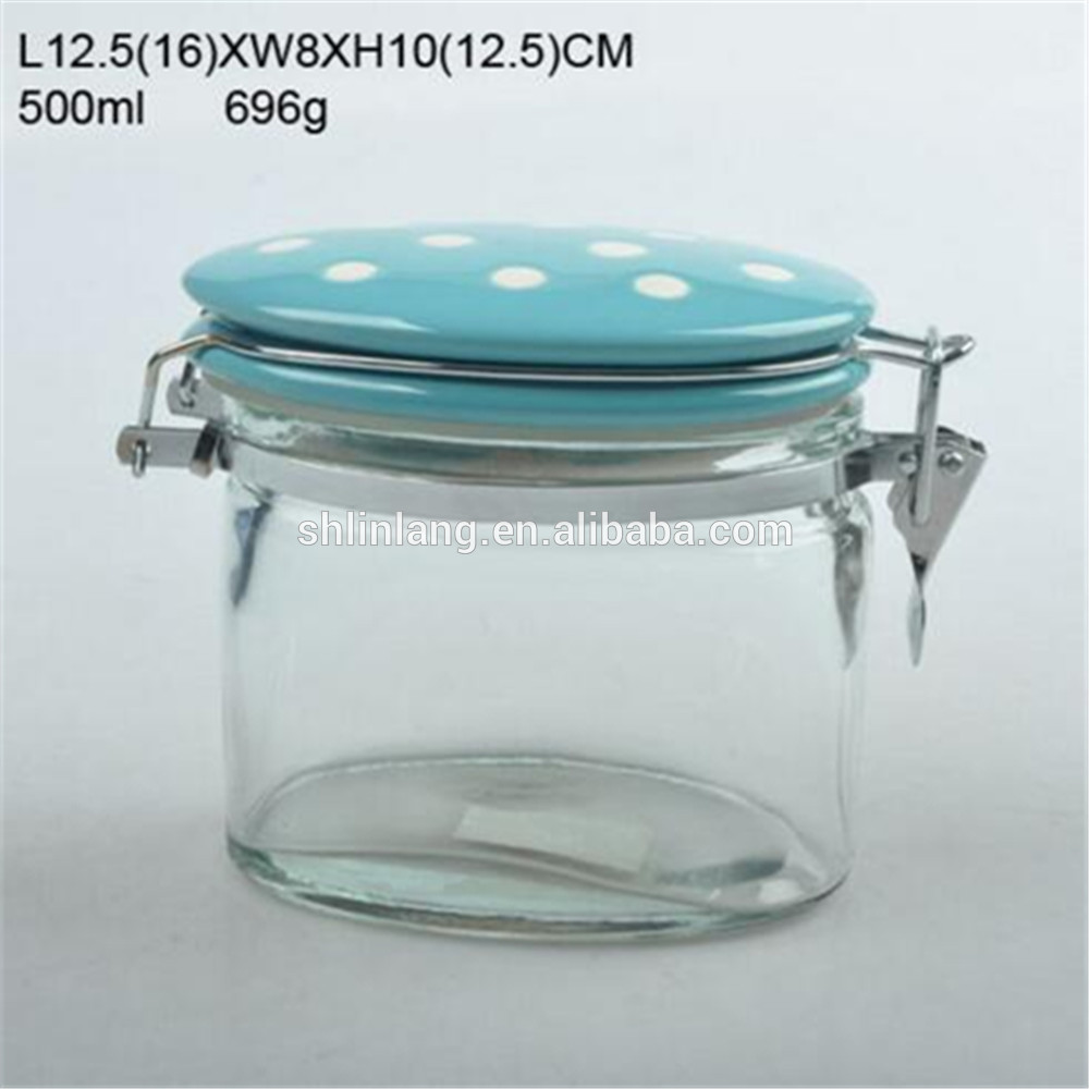 Linlang new design wholesale glass storage jars with ceramic lid