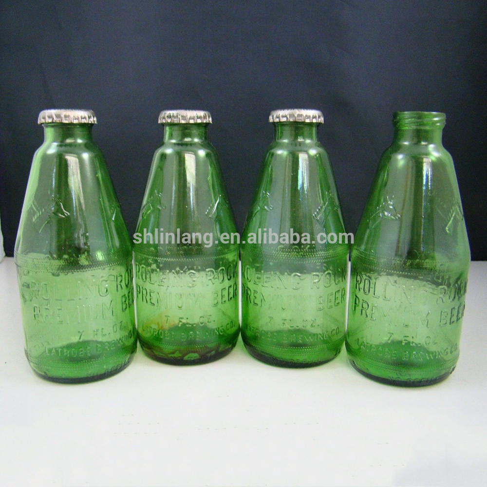 Shanghai Linlang Wholesale empty small 200ml green beer bottle with crown cap