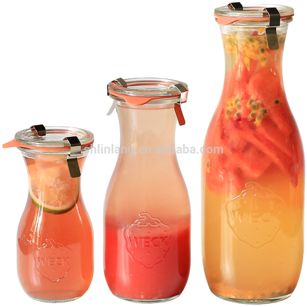 2017 New Style Hexagonal Glass Honey Jar With Wooden Lid - Fresh juice bottle glass – Linlang