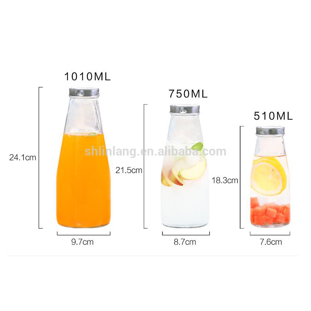 Fabrication de bouteilles en verre Linlang en gros 250 ml, 300 ml, 350 ml, 500 ml, 750, 1 L bouteille de boisson en verre