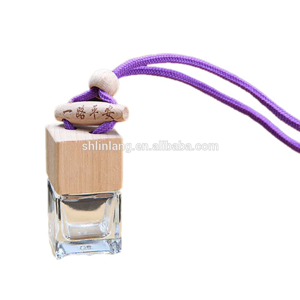 shanghai linlang High Quality 6ml square shape glass perfume hanging car diffuser bottle