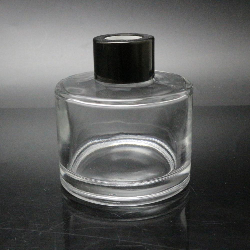 Ougual Cylindrical Round Glass Diffuser Bottles 150ML Black Cap