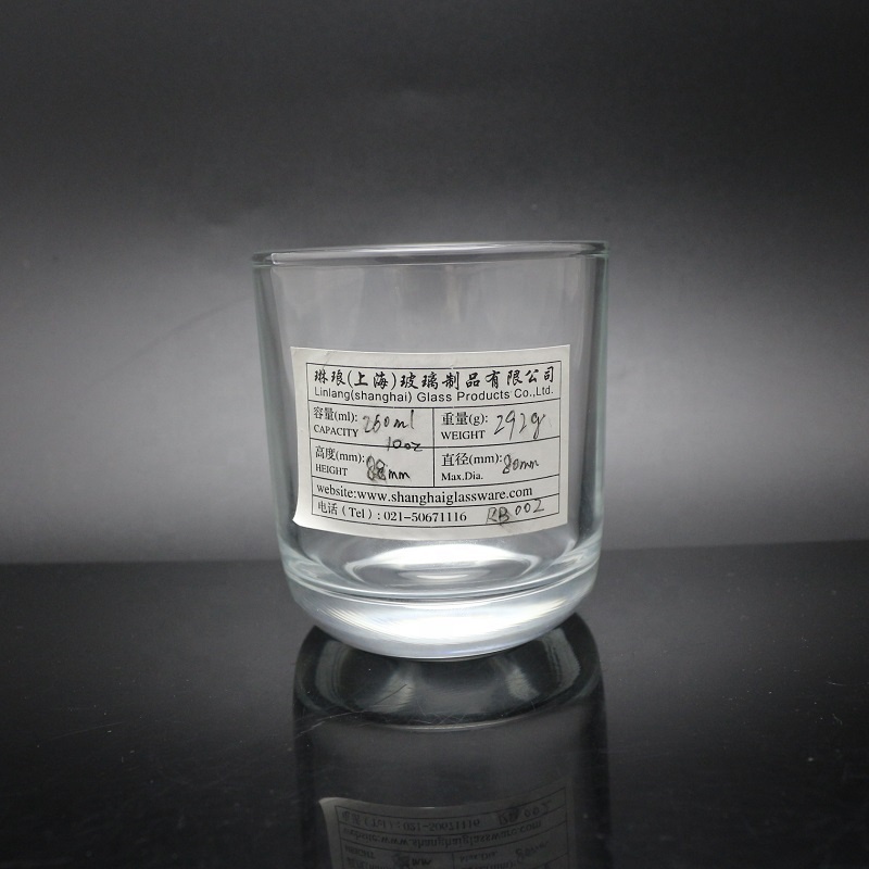Linlang Shanghai Super Flint Round Základna čiré sklo Svícen Clear Glass Candle Jars Pro svíček