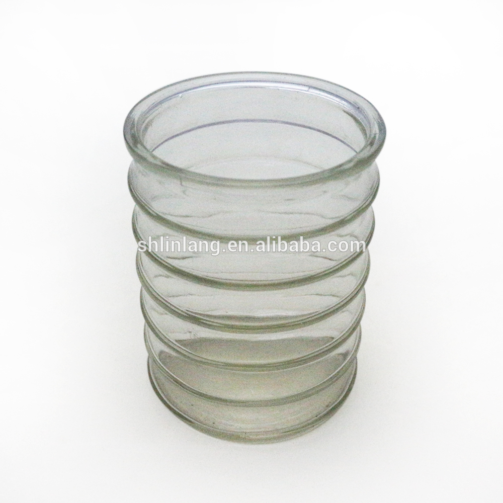 professional factory for 480ml Pressed Juice Glass Bottle With Plastic Lid - circular shape glass candle holder – Linlang