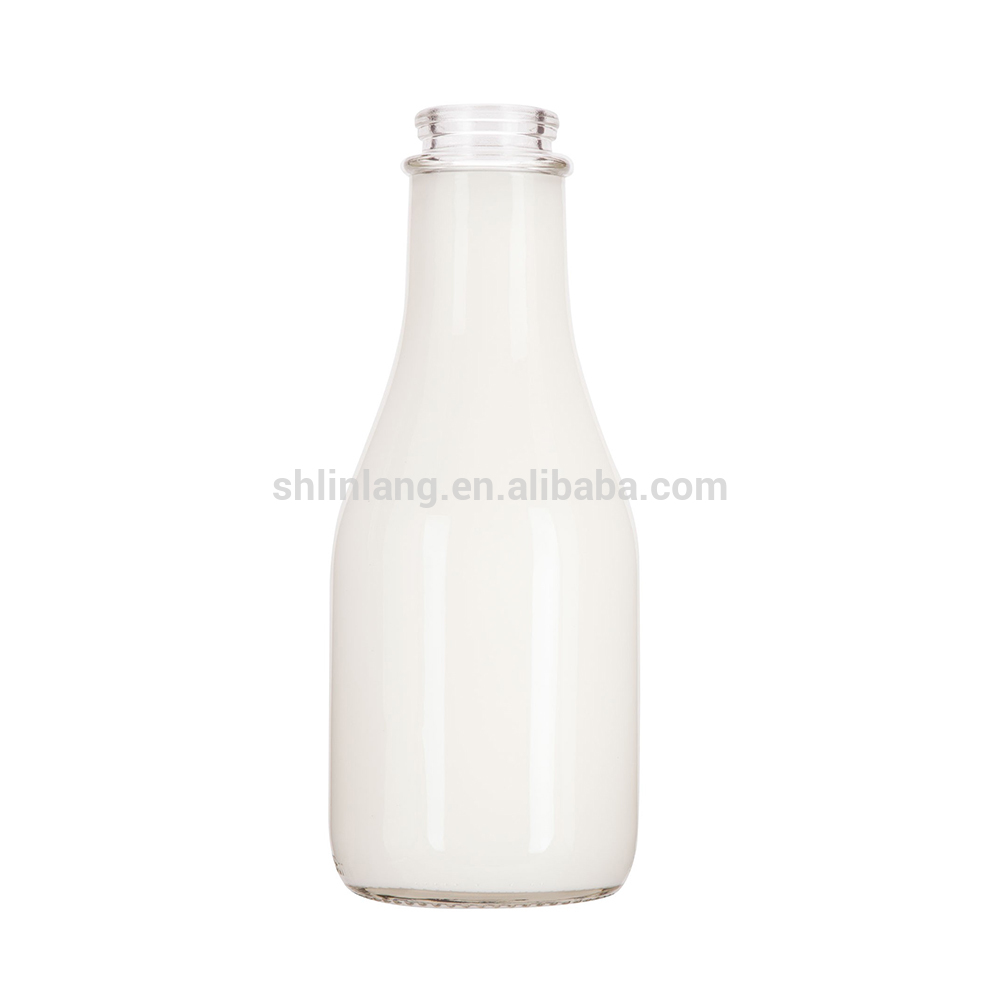 Shanghai linlang Wholesale empty food grade 1 liter glass milk bottle