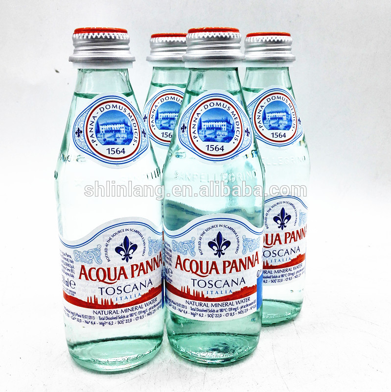 Linlang venda de produtos de vidro quente botella de auga mineral de 300ml