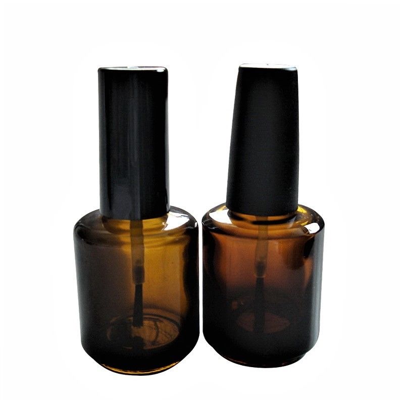 Hot predaj 15 ml Amber Glass Nail Polish Fľaša s kefou