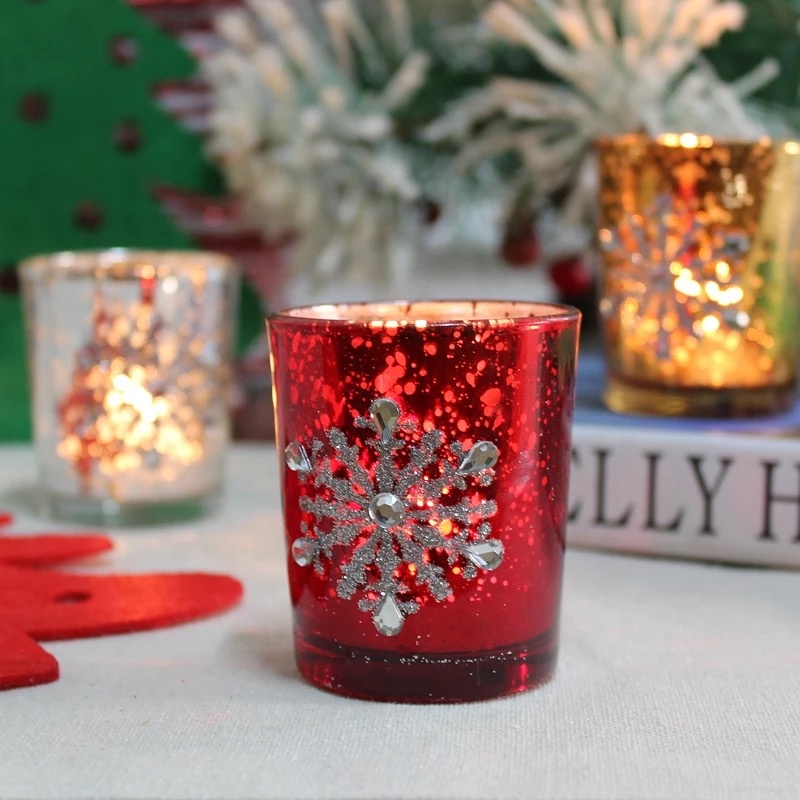 Low MOQ for Amber Glass Bottle Boston - Shanghai Linlang Wholesale Christmas Decorative Glass Candle Holder Mercury Glass Votive Candle Holder – Linlang