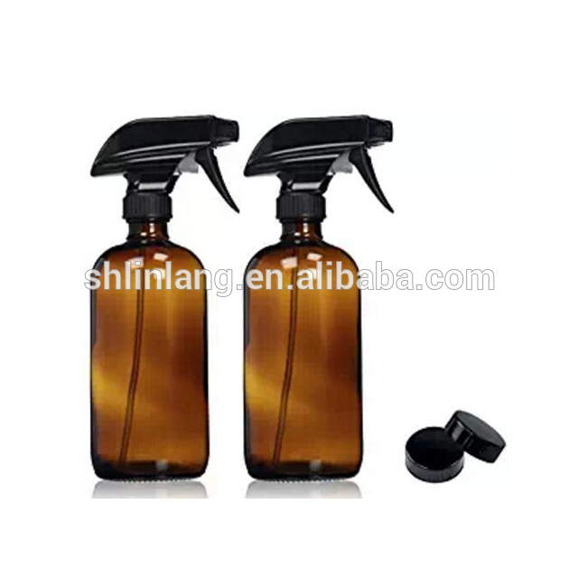 500ml Amber Boston round Glass Trigger Spray Bottles With Sprayer For Cleaner And Essential Oil