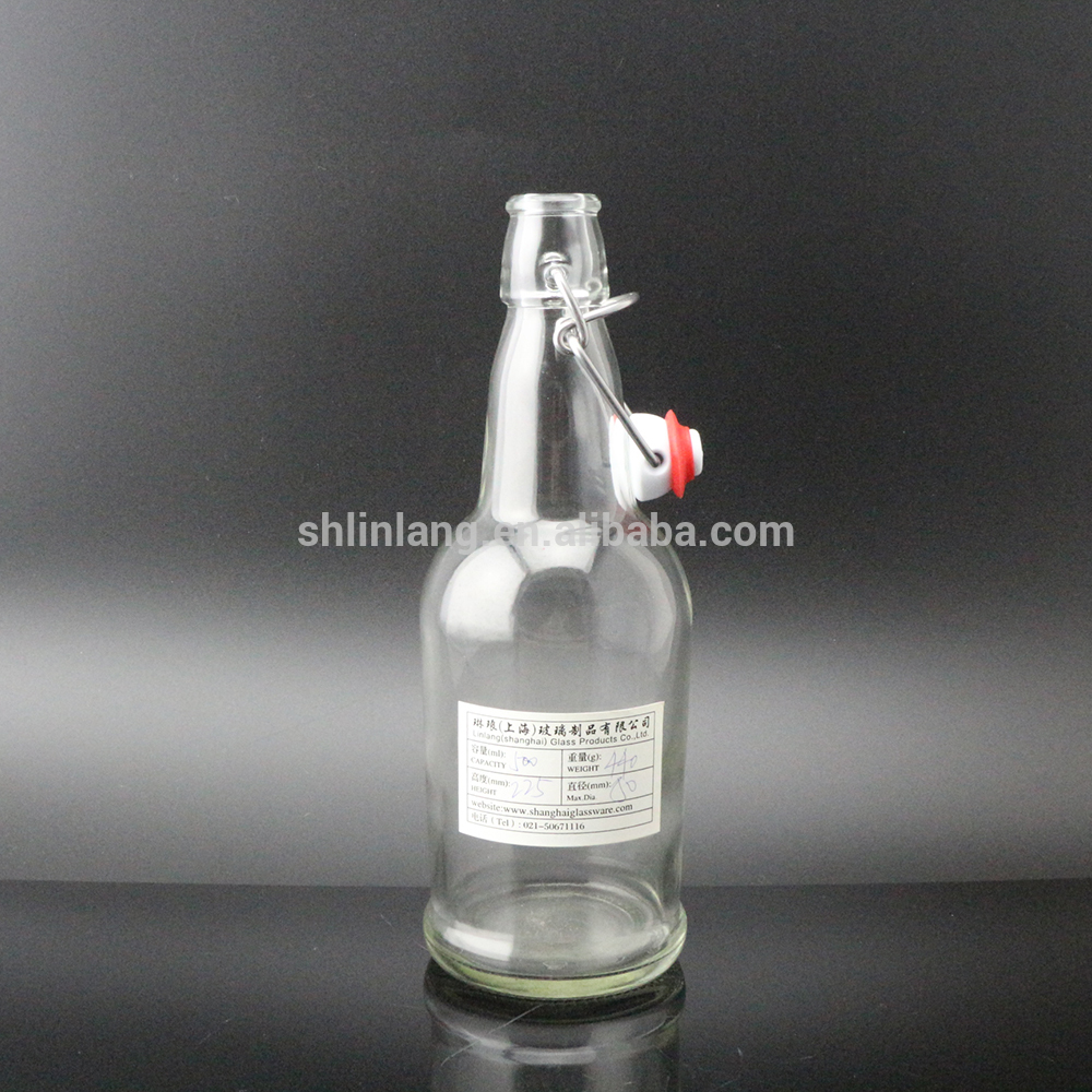 Shanghai Linlang wholesale 16 oz flip top easy cap bottle swing top glass bottle