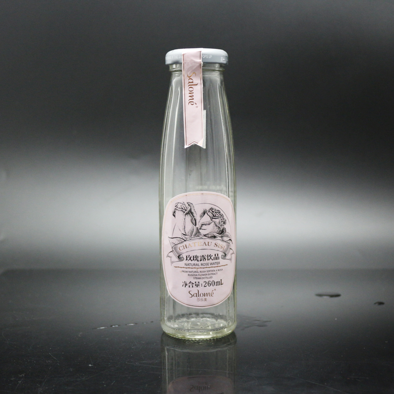 Graceful Empty Rose Syrup Bottles 260ml recyclable facet Glass Material juice bottle Wholesale