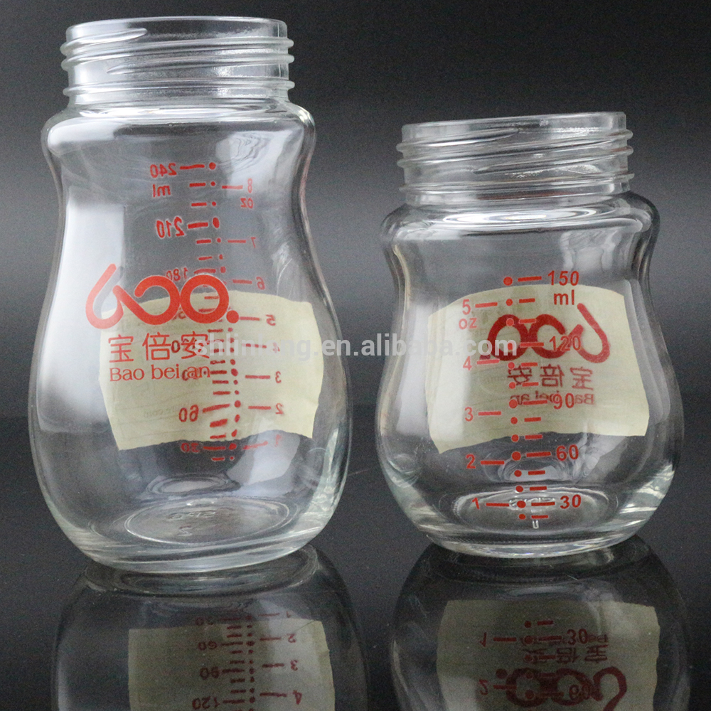 Shanghai Linlang vairumtirdzniecība OEM 16oz plats kakla bērnu stikla piena pudele