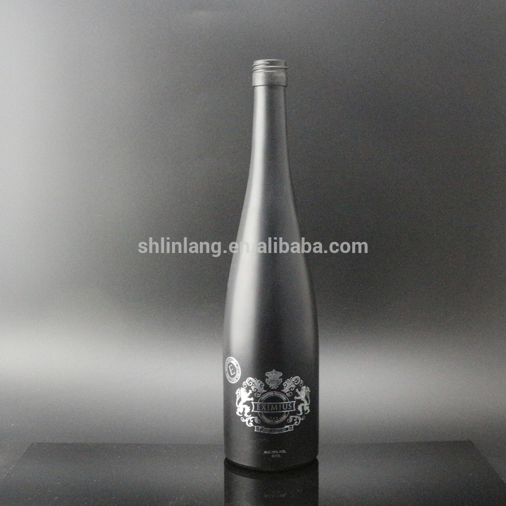 Shanghai Linlang wholesale gold stamping print matte black wine bottle