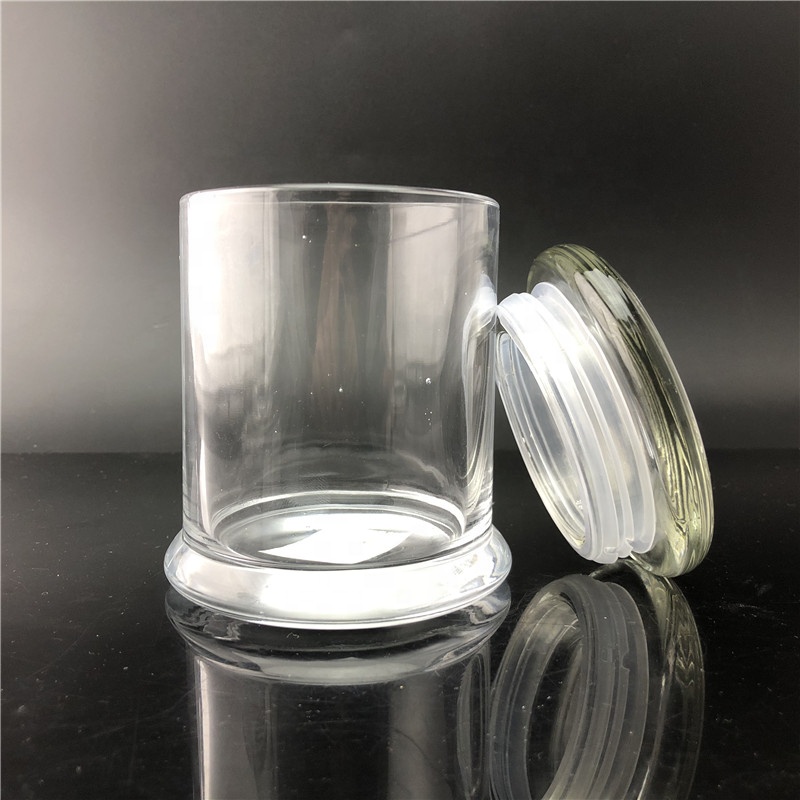 Linlang Shanghai Premium Kounga Libbey Ūkui Glass Candle Holder Karāhe Candle Jar Ki Flat Glass Lid
