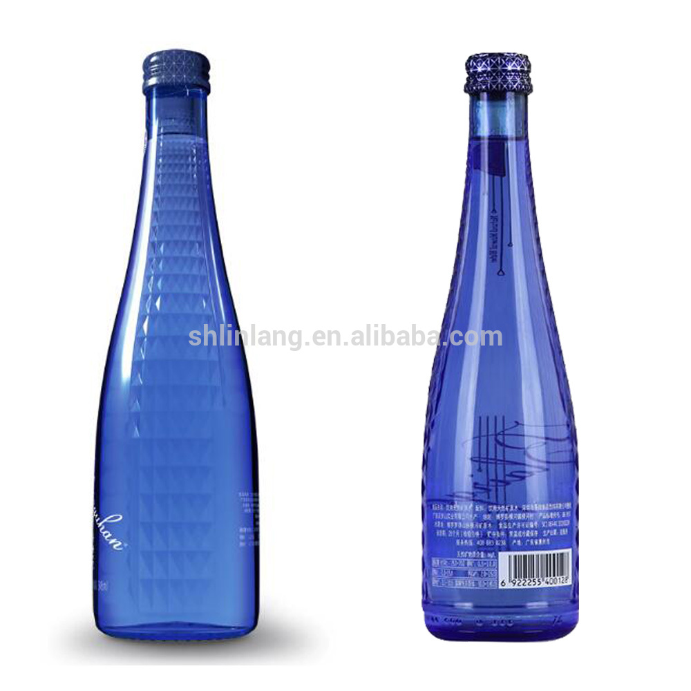 Custom frosted glass beverage bottles 350ml, glass drinking bottles with lids