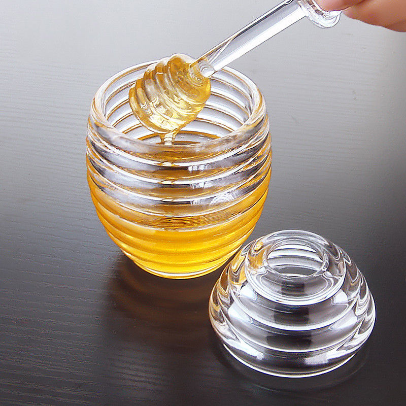Top Suppliers Clear Empty Glass Bottles - Black Plastic Cap Round Shape Glass Honey Jar – Linlang