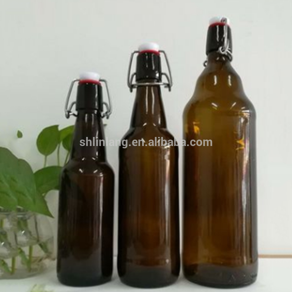 500ml кехлибар бира стъклена бутилка с флип горе / клип горния Суджоу производство