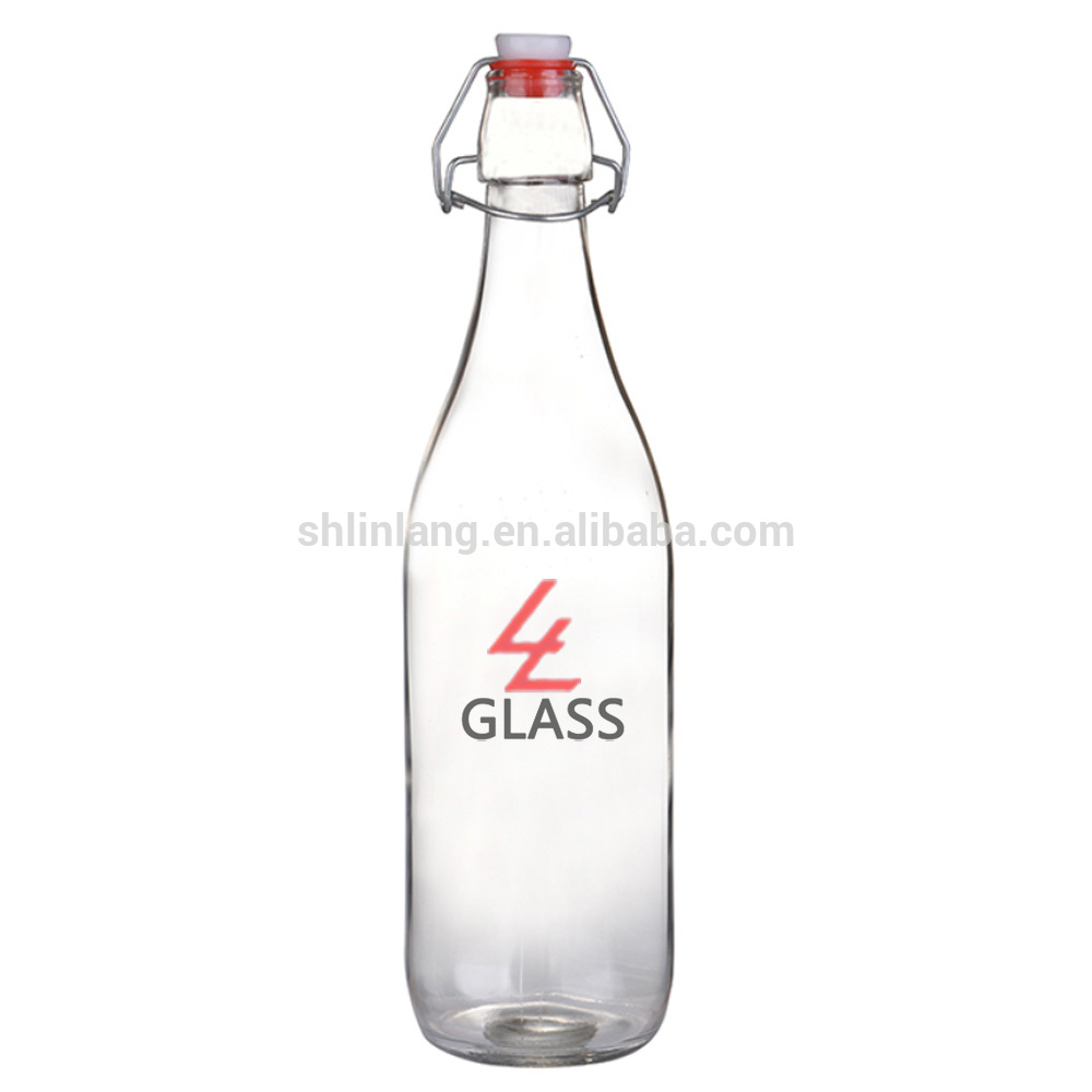 China manufacture custom made wholesale glass flip top beverage bottle drink bottle with 200ml 250ml 500ml